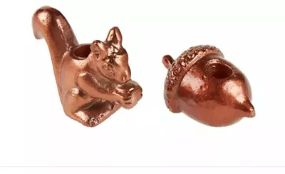 New Mini Taper Squirrel And Acorn Candle Holder Set Of 2 Copper Color  Aluminum • $7.98