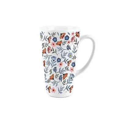 Blossoms Tall Latte Mug - Large Floral Coffee/Hot Chocolate Cup Gift • £11.99