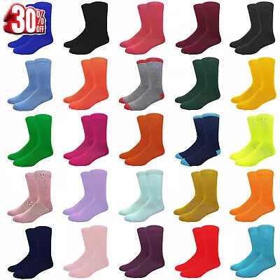 Men's Solid Color Cotton Dress Assorted Plain Dress Socks Multi-Colors & Lot • $29.99