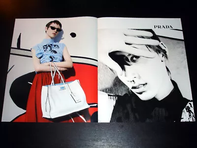 PRADA 3-Page Magazine PRINT AD Spring 2018 LEXI BOLING Gisele Fox SILKE VAN DAAL • $9