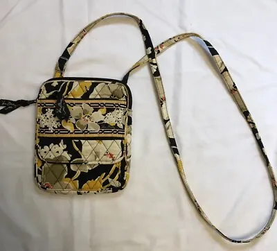 Vera Bradley Wallet Crossbody Shoulder Bag Floral Pattern Black Yellow • $18