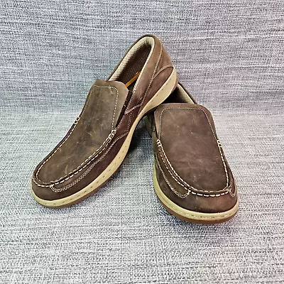 Margaritaville Shoes Mens 13 Havana Slip On Loafer Comfort Brown Leather Casual • $24.99