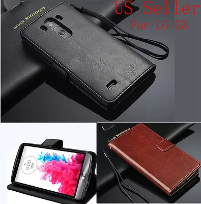 Luxury Real Leather Flip Wallet Case Stand Cover For LG Optimus G3 • $8.99