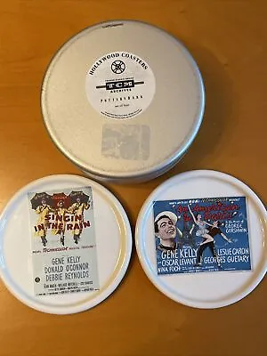 Pottery Barn Ceramic 4”  Coasters Set Of 2 In TinHollywood Classic Movies TCM • $18.90