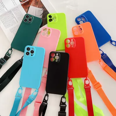 Crossbody Neck Lanyard Soft Case  Phone Cover For IPhone 15 14 Pro Max 13 12 11 • £3.59