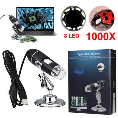 1000X 8 LED Digital Microscope Camera For Electronic Accessories Coin Inspection • $21.79
