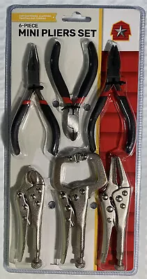 6 Piece Mini Pliers Set - Long Nose Diagonal Linesman Curve Jaw & C Locking • $14.99