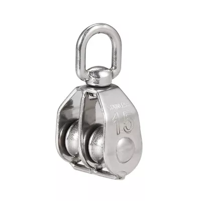 M15 Lifting Crane Swivel Hook Double Pulley Block Wire Wheel 304 Stainless Steel • $20.25
