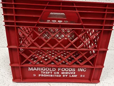 Marigold Foods Dairy Plastic Milk Crate Red Vintage VTG Texas 1994 94 1990s 90s • $30