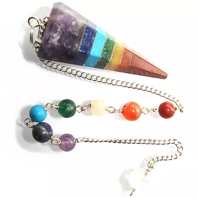 7 Chakra Point Dowsing Pendulum Crystal Healing Divination Reiki Therapy  • £5.49