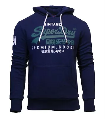 Superdry Mens New Vintage Logo NS Hoodie Overhead Long Sleeve Pullover Navy Blue • $63.13