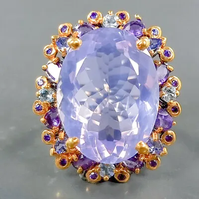 Jewelry Gemstone 30 Ct Lavender Quartz Ring 925 Sterling Silver Size 7 /R340712 • £48.20