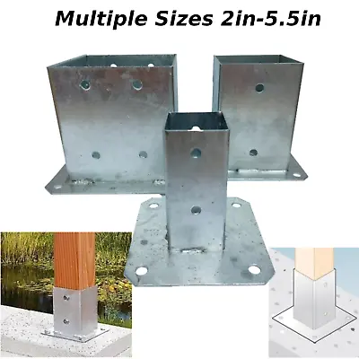 Bolt Down Galvanized Square Post Support Anchor Fence Pergola Gazebo Timber • £10.99