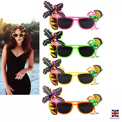 Hawaiian Flamingo Sunglasses Neon Tropical Beach BBQ Fancy Dress Party Favour UK • £3.51
