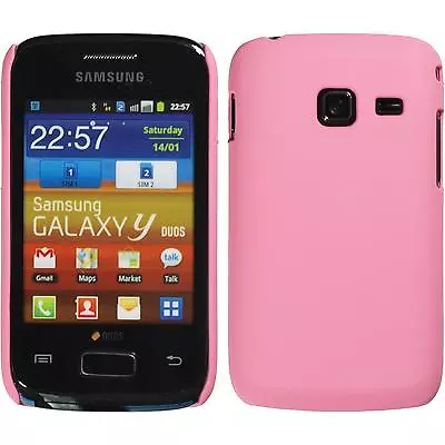 Hardcase For Samsung Galaxy Y Duos Rubberized Pink Cover + Protective Foils • $9.74