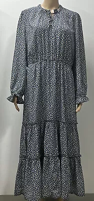 Evergreen Clothing Long Sleeve Maxi Dress W/ Floral Print Blue & Pink Size L 12 • $69