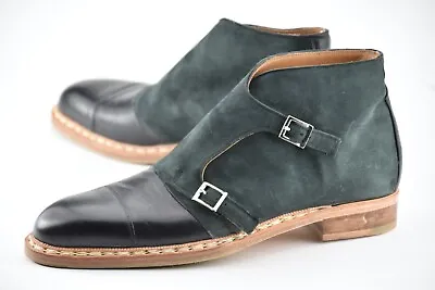 WORN 1x W LASTED TREES & BOX | VASS 40 EU / 7 US BLUE DOUBLE MONK STRAP BOOTS • $324