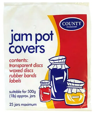 Jam Pot Covers For 25 X 500g (1lb) Jars - With Rubber Bands And Labels • £3.25