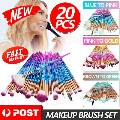 20PCS Eye Make-up Brushes Diamond Unicorn Eyeshadow Eyebrow Blending Brush Set • $7.45