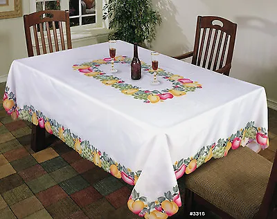 $17.99 • Buy Tropical Fruit Tablecloth 68  Round, 68x84 , 68x104  White Creative Linens 3316
