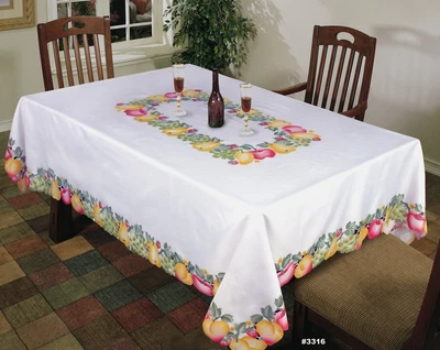 $17.99 • Buy Tropical Fruit Tablecloth 68  Round, 68x84 , 68x104  White Creative Linens 3316