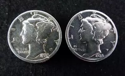 $11.59 • Buy Silver Mercury Head Dimes Button Cover Cufflinks 1934 & 1938