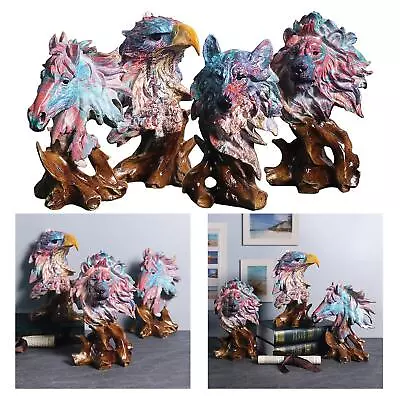 Animal Head Statue For Home Office Bookshelf TV Stand Decoration Resin Animal • $44.94