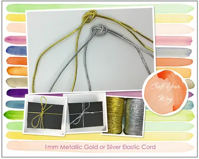 £2.90 • Buy Metallic Gift Tag Cord Elastic Gold/Silver Crafts String 0.8mm,1mm,1.5mm,2mm,2.8