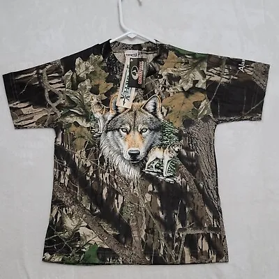 Mossy Oak Kids Camo T Shirt Size M Medium Short Sleeve Camouflage Casual Wolf • $14.87