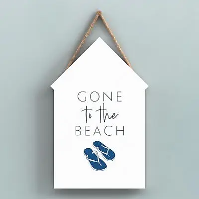 £6 • Buy Gone To The Beach Coastal Blue Nautical Sign Wooden Beach Hut Hanging Plaque
