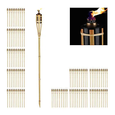 100x Torches Set Bamboo Decorative Outdoor Garden Wick Oil Burning Party 90cm • £147.42