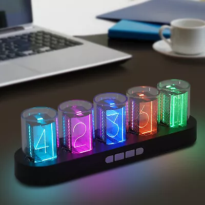 Vintage 5 Tubes LED RGB Nixie Tube Clock Digital Display Desktop DIY Clock Decor • $62.70