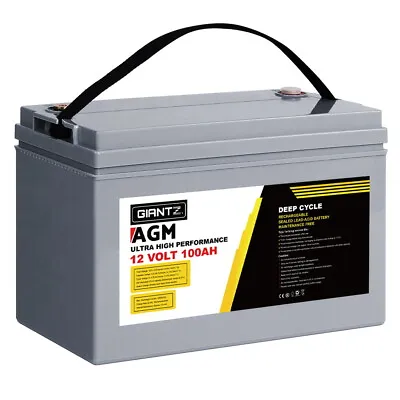 Giantz AGM Deep Cycle Battery 12V 100Ah Marine Sealed Power Portable Box Solar • $185.96