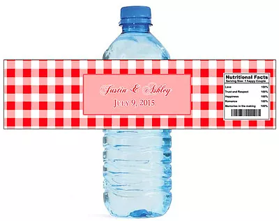 100 Red Gingham Wedding Anniversary Engagement Event Party Water Bottle Labels • £23.10