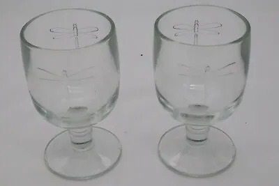 Lot Of 2 ~ La Rochere Embossed Dragonfly Goblets Paris France • $29.99