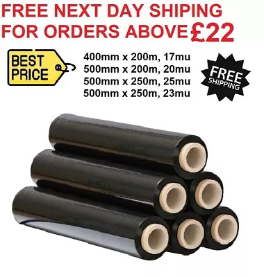 Pallet Wrap Non Extended Black Stretch Shrink  Roll For Furniture Industrial Use • £186.98