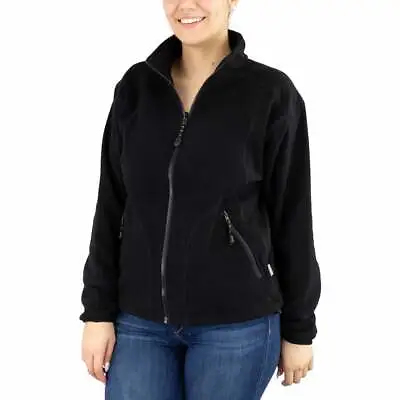 River's End Microfleece Jacket Womens Black Casual Athletic Outerwear 8197-BK • $12.99