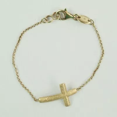 Charles Garnier 18K Gold Over Sterling Silver Textured Cross Bracelet 7.36” • $45.99