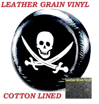 LINED VINYL SPARE TIRE COVER 29  30  31  LEATHER GRAIN 28.8 -31.7  Pirate Skull • $15.69