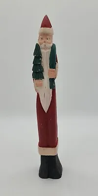 Wood Carved Painted Santa Claus With Christmas Tree Pencil Folk Art Decoration  • $19.99