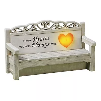 Solar Lighted Heart Memorial Bench Sculpture With Sentiment • $22.99