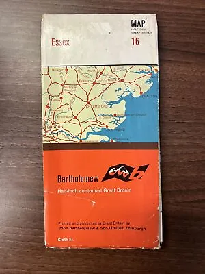 ESSEX CLOTH Bartholomew  Half Inch Map 1962 No 16 Southend Chelmsford Ware • £5.50