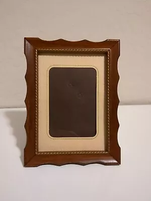 Vtg Wood Wavy Scallop Edge 5x7 Picture Photo Frame Ornate Desk Top Wall Hang • $12.50