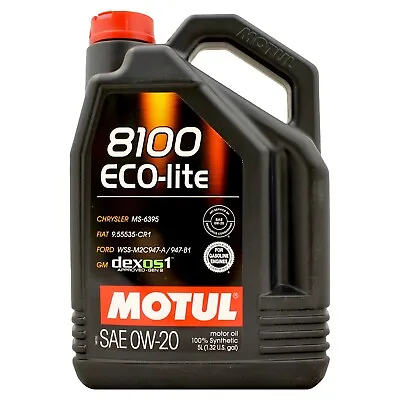 Motul 8100 ECO-Lite 0w-20 0w20 Fully Synthetic Car Engine Oil 5 Litres 5L • £50.95