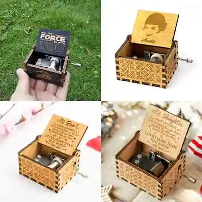 Nostalgish Music Box Hand Crank Wooden Music Boxes Unique Gift Idea • £7.99