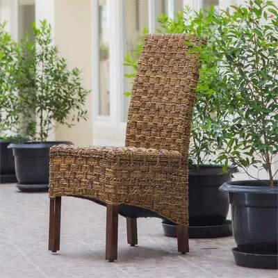 Pemberly Row 40 H Coastal Rattan/Wood Dining Chair In Brown (Set Of 2) • $315.99