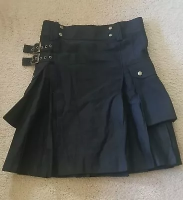 Majestic Kilt Black Denim Utility Military Kilt Size 34 EUC • $39.99