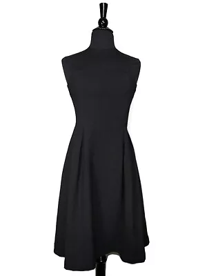 H&M Black Strapless Pleated Back Zip Fit Flare Dress Size 6 • $13.49