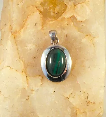 Sterling Silver Malachite Pendant - Unisex Pendant For Her Or Him • $16.50