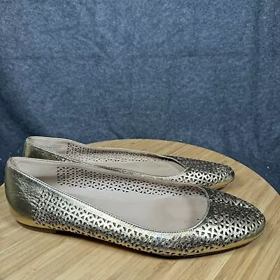 J.CREW Nora Womens 7.5 Gold Leather Ballet Flats Made In Italy • $22.99